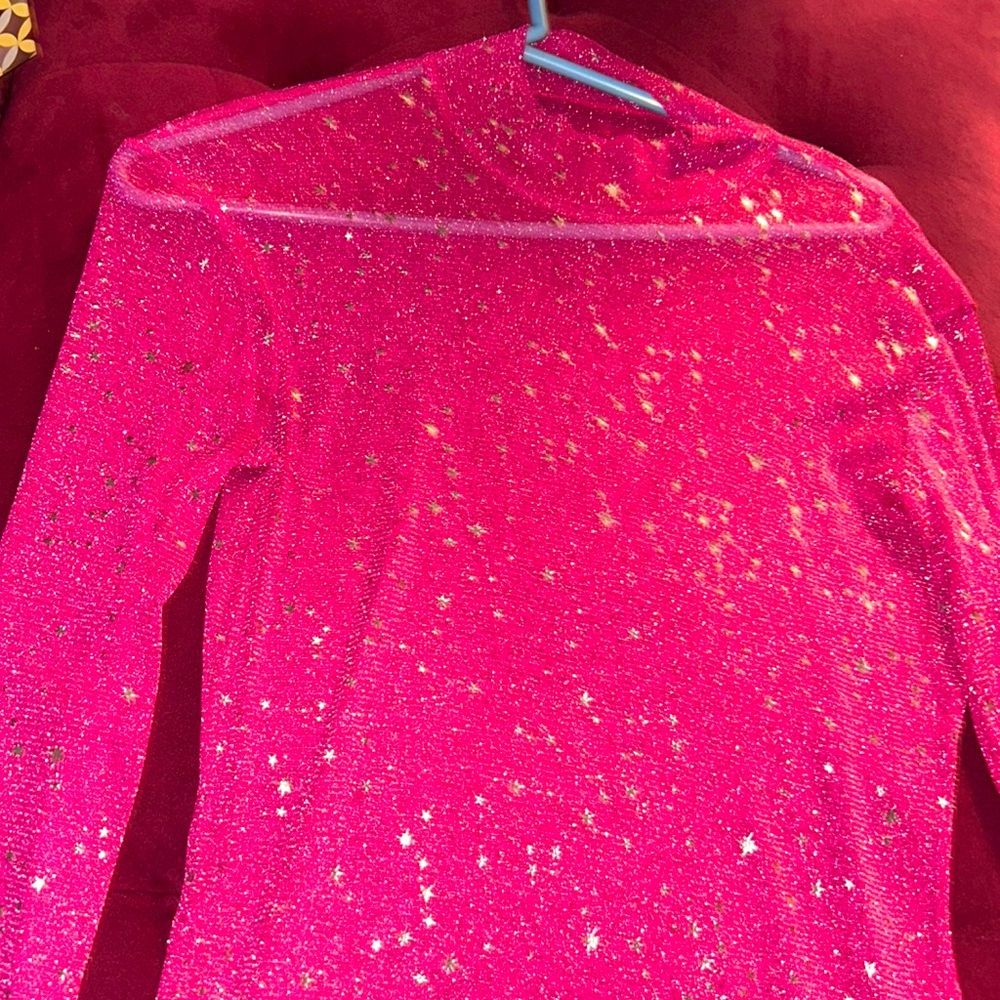hot pink mesh star shirt